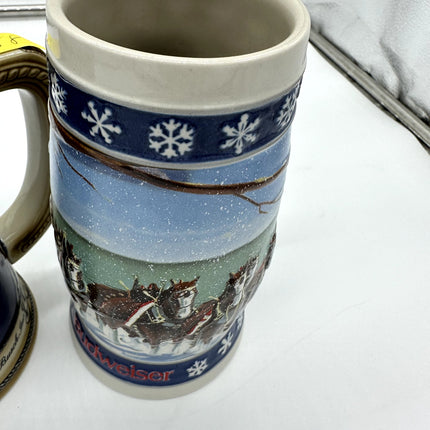 Lot Of 7 Collector Holiday Budweiser Beer Steins Ceramarte Clydesdale COA 80s 90