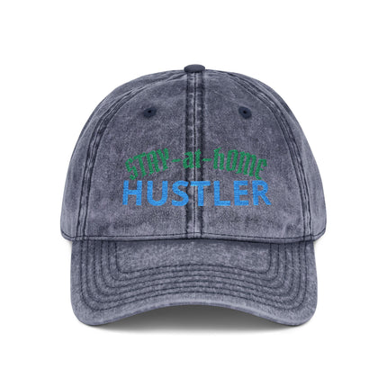 Stay-at-Home Hustler Vintage Cap — Embroidered Washed Baseball Hat