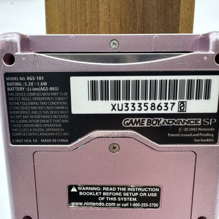 Nintendo Gameboy Advance SP AGS-101 Pearl Pink (GBA) + USB charging cable TESTED