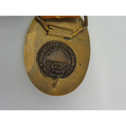American Clipper Ship Belt Buckle Solid Brass Vtg 70s Heritage Mint RC W belt47