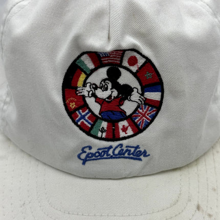 Vintage Epcot Center Flags of World Hat Strap Back Mickey Mouse Cap White
