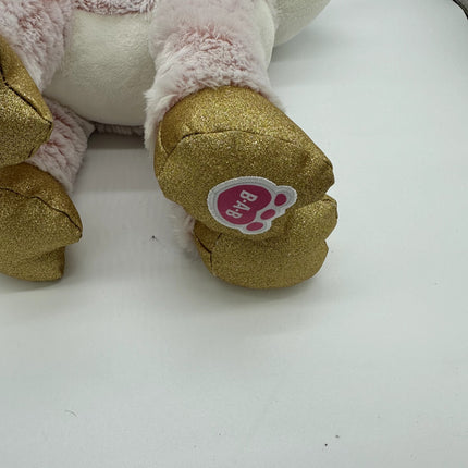 Build A Bear Arctic Pink Reindeer Winter with Gold Sparkle Hooves Stuffed Plush