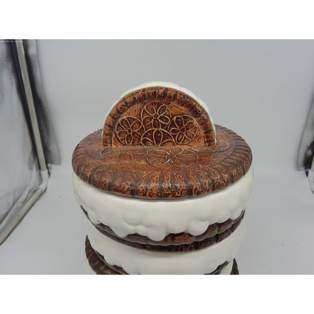 Chocolate Sandwich Cookie Oreo Cookie Jar Vintage EUC dripping art style tall