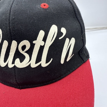 ROST Headwear Black/red Hat Snapback Ball Cap, HUSTL’N Adjustable, Flat Brim!