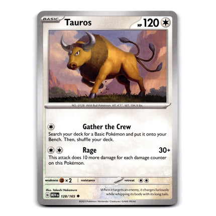 Tauros Uncommon SV: Scarlet & Violet 151 128/165 NM