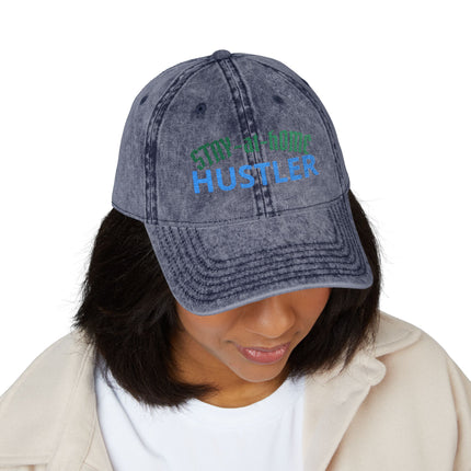 Stay-at-Home Hustler Vintage Cap — Embroidered Washed Baseball Hat