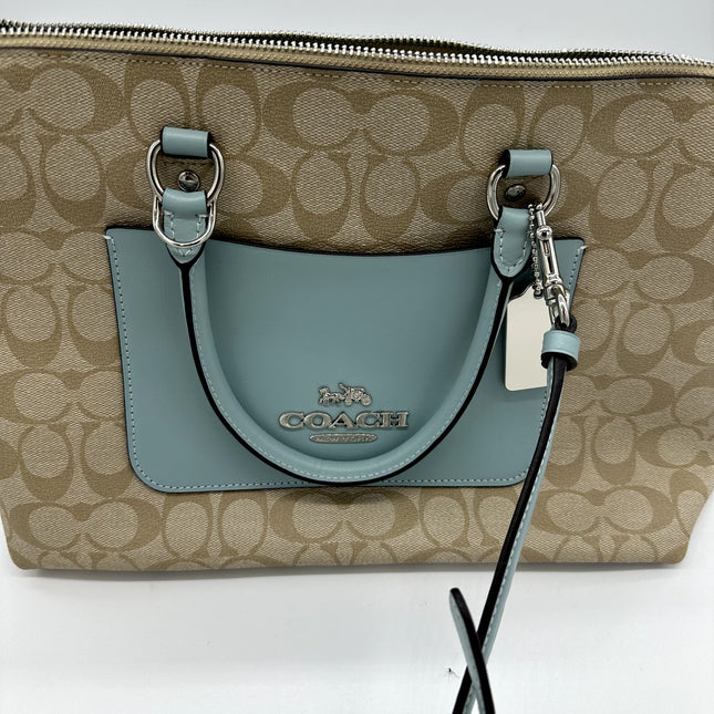 COACH BLUE AND BAIGE EMMA SATCHEL IN SIGNATURE CANVAS B1922-F31468 W WALLETS