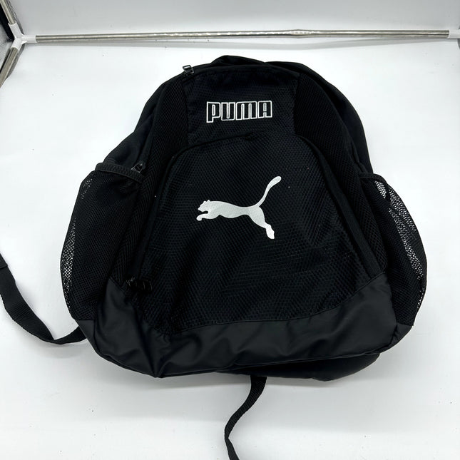 Black PUMA Backpack With two Side Drink Pockets, perfect gym bag, White Emblem