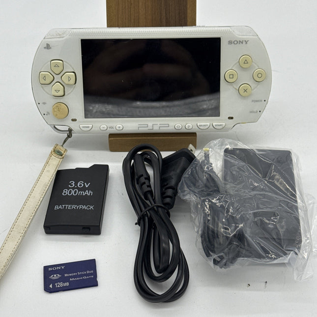 Sony PSP-1000 Console White Japan Model PSP Tested Working W/ Charger, Memory,