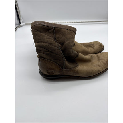 Women's UGG 5592 Brown Leather Brookfield Short Sheepskin Cuffable Boots US 8.5