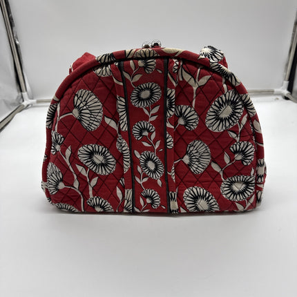 Vera Bradley Rosie Posies Floral Handbag Kiss Lock Clasp Dome Bag Red With White