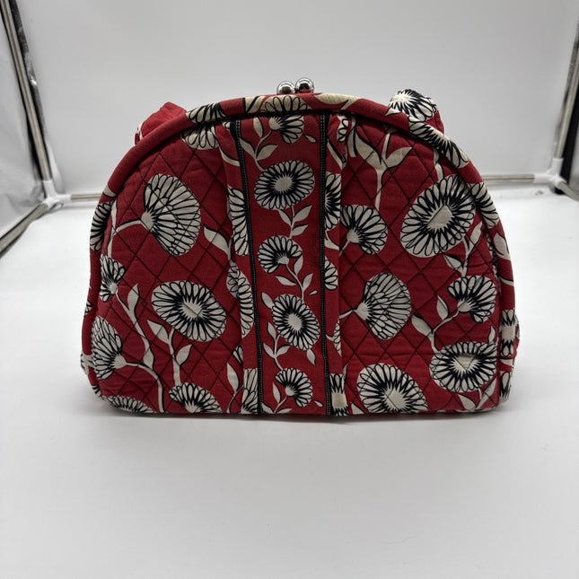 Vera Bradley Rosie Posies Floral Handbag Kiss Lock Clasp Dome Bag Red With White