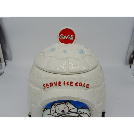 Coca Cola Cookie Jar Igloo Polar Bears Ceramic 2005 great Serve ice cold polar