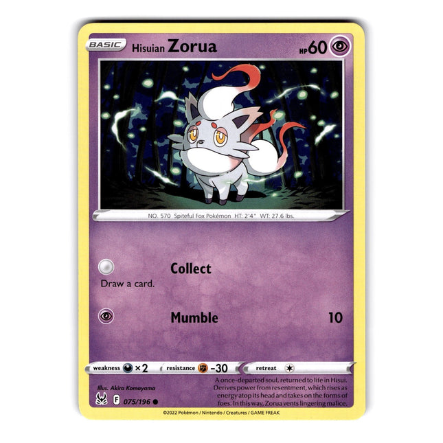 Hisuian Zorua Common SWSH11: Lost Origin 075/196 NM
