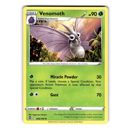 Venomoth Uncommon SWSH12: Silver Tempest 002/195 NM