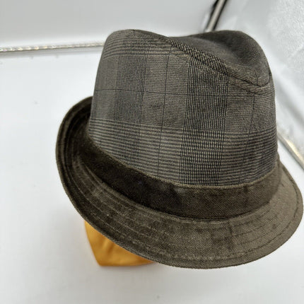 Vintage Fedora Swede like material, 100% polyester Brown Stripe SM/MED