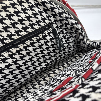 Vera Bradley Rosie Posies Floral Handbag Kiss Lock Clasp Dome Bag Red With White