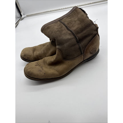 Women's UGG 5592 Brown Leather Brookfield Short Sheepskin Cuffable Boots US 8.5