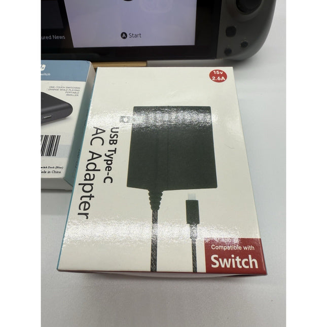 Nintendo Switch v2 Video Game Console HAC-001 Black With Adaptors And Pro Joycon