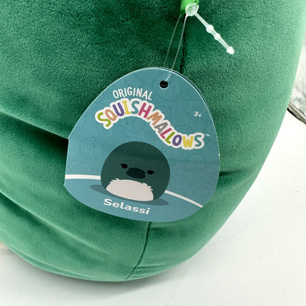 Squishmallows 16” Selassi Emerald Green Platypus Fuzzy White Belly Plush