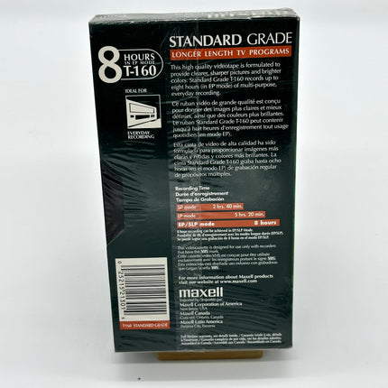 Lot of 1 Maxell 8 Hours VHS T-160 Standard Grade Video Cassette Tapes Sealed