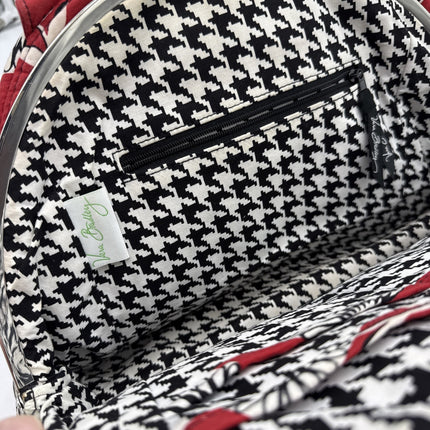 Vera Bradley Rosie Posies Floral Handbag Kiss Lock Clasp Dome Bag Red With White