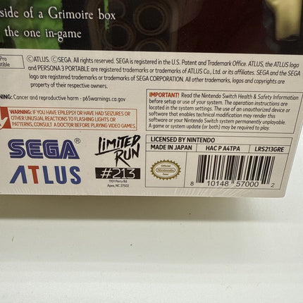 Persona 3 Portable GRIMOIRE EDITION New NINTENDO SWITCH Game Limited Run LRG