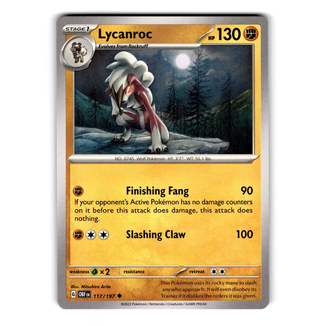 Lycanroc Uncommon SV03: Obsidian Flames 117/197 NM