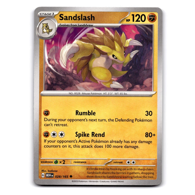 Sandslash Uncommon SV: Scarlet & Violet 151 028/165 NM