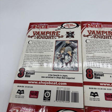 Vampire Knight Manga Lot Vol 3, 4, 8, 9, 11, 12 English Shojo Beat