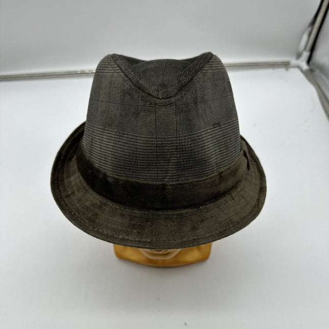 Vintage Fedora Swede like material, 100% polyester Brown Stripe SM/MED