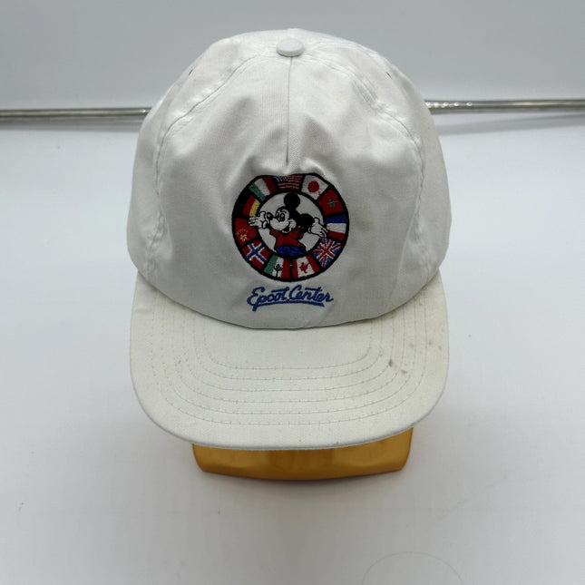 Vintage Epcot Center Flags of World Hat Strap Back Mickey Mouse Cap White