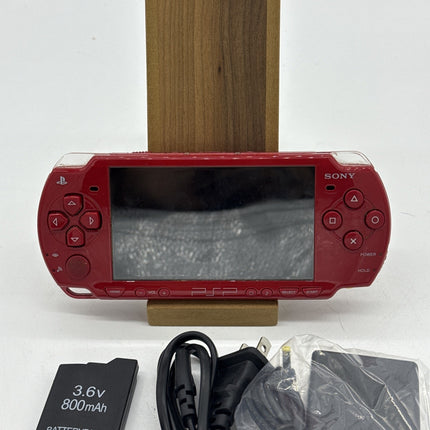 Sony PSP-2000 PSP 2000 Console Red Region free w/adapter, battery - Very Good