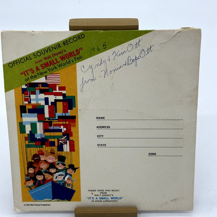 1964 New York World Fair Disney Official Souvenir Record Its a Small World 45rpm