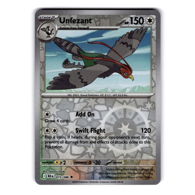 Unfezant Uncommon SV: Black Bolt 073/086 NM