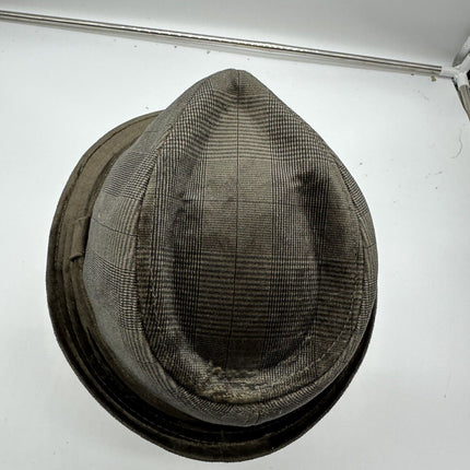 Vintage Fedora Swede like material, 100% polyester Brown Stripe SM/MED