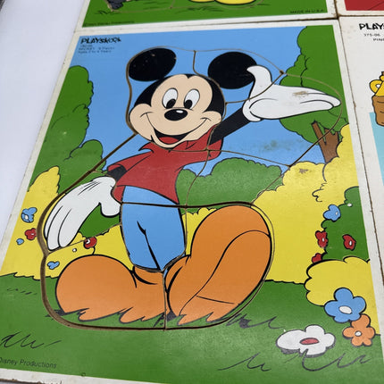 Vintage Playskool Wooden Puzzles Mickey Mouse Pluto Pinocchio Minnie Mouse Comp