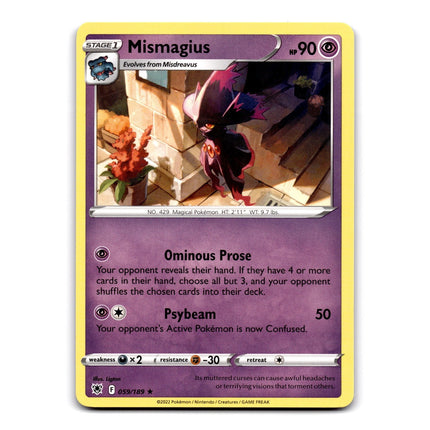 Mismagius Rare SWSH10: Astral Radiance 059/189 NM