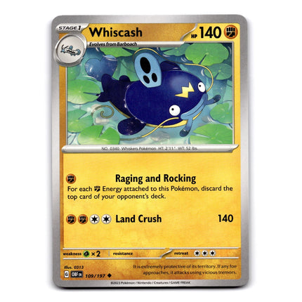 Whiscash Uncommon SV03: Obsidian Flames 109/197 NM