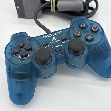 Official PlayStation PS2 Clear Blue Analog Controller OEM SCPH-1200