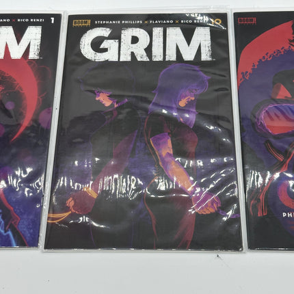 Lot Of 3 GRIM comic books, in dust covers issue #1 And #10 plus #10 varient art