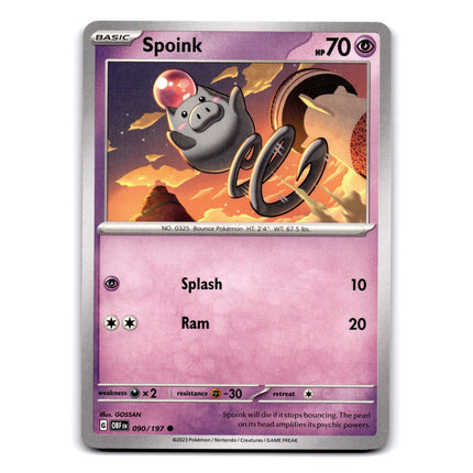 Spoink Common SV03: Obsidian Flames 090/197 NM