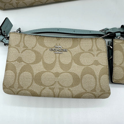 COACH BLUE AND BAIGE EMMA SATCHEL IN SIGNATURE CANVAS B1922-F31468 W WALLETS