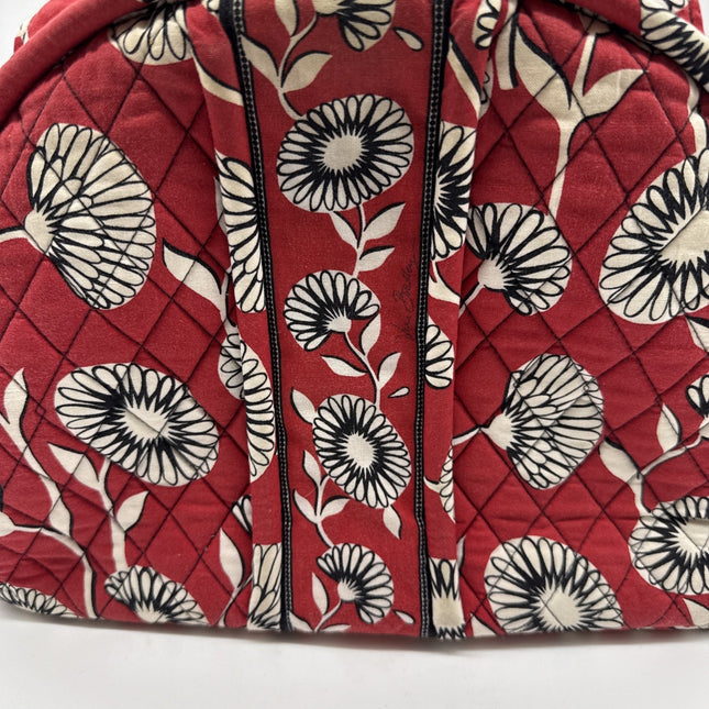 Vera Bradley Rosie Posies Floral Handbag Kiss Lock Clasp Dome Bag Red With White