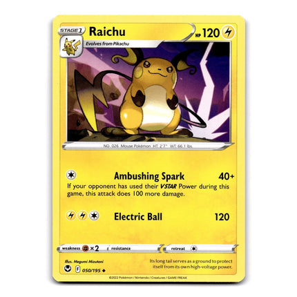 Raichu Uncommon SWSH12: Silver Tempest 050/195 NM