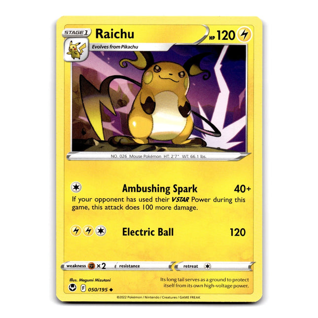 Raichu Uncommon SWSH12: Silver Tempest 050/195 NM