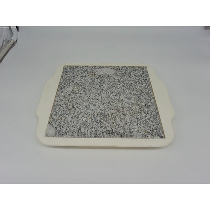 Hot Warming 7.75 Stone Plate with Cool Handles 10 x 9 Inches Microwaveable