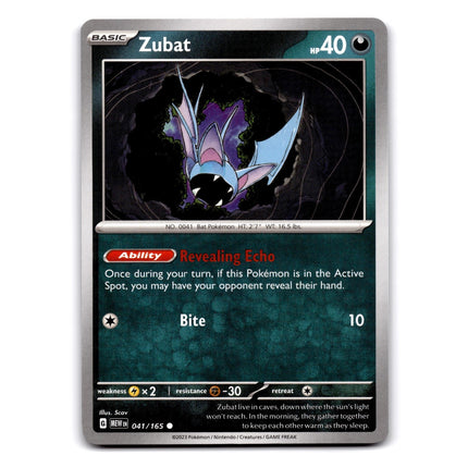 Zubat Common SV: Scarlet & Violet 151 041/165 NM