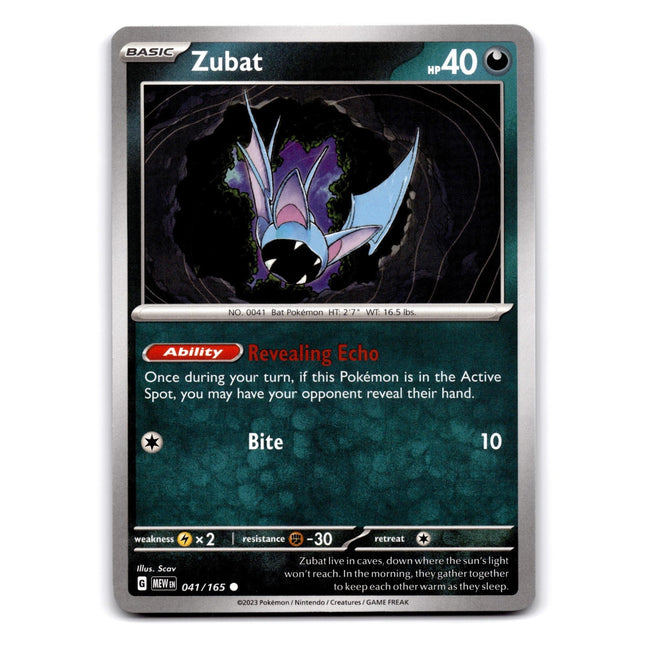 Zubat Common SV: Scarlet & Violet 151 041/165 NM