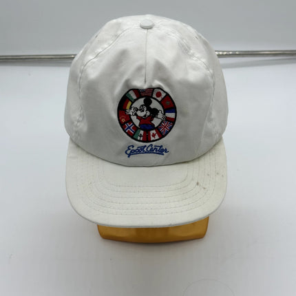 Vintage Epcot Center Flags of World Hat Strap Back Mickey Mouse Cap White